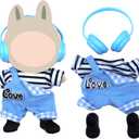 17cm Doll Clothes,Outfit Set Includes Shoes for 17cm Dolls-Fashion Premium Cute Easy Removable Doll Clothing Set with Accessories(No Doll)(Van-Overalls-Blue-4)