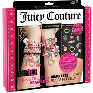 Make it Real - Juicy Couture Pink and Precious Bracelets - DIY Charm Bracelet Kit with Beads for Tween Jewelry Making - Jewelry Making Kit for Girls