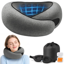 Purroch Advanced Memory Foam Neck Travel Pillow, Neck Pillow Airplane with Eye Mask & Ear Plugs, Designed for The Comfort of Travel & Office, Travel Pillow for Plane, Car, Home, Work， Grey