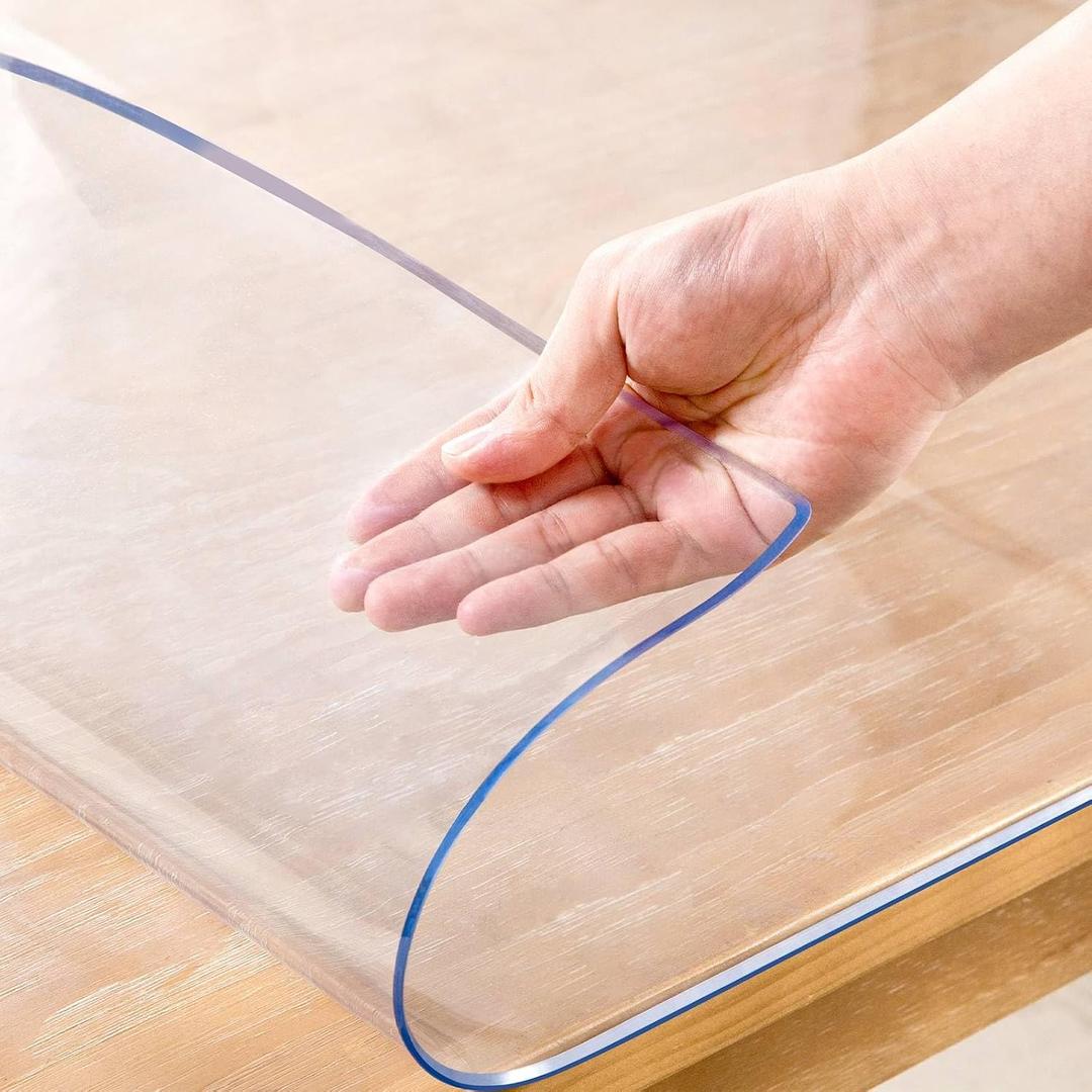 40 x 62 Inch Clear Table Cover Protector, 2mm Thick Clear Table Protector for Dining Room Table, Plastic Table Cover, Waterproof Table Pad for Kitchen, Office