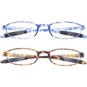 Lightweight Reading Glasses,Flexible(Memory Plastic) Readers,Unbreakable reading for Men and Women (1 Tortoise & 1 Blue)