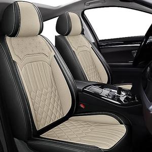 Car Seat Covers Full Set Fit for Hyundai Sonata 2007-2026 Breathable Leather Seat Protector with Airbag Compatible Automotive 5 Seat Cushions Cover with Beautiful Patterns (Beige)