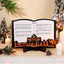 Jesus Wooden Christmas Nativity Story Table Centerpiece 15.7 * 11 Inch Luke 2 Scripture Catholic Religious Christian Book Sheet Nativity Scene Sign for Xmas Birth of Jesus Decor