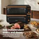 Ninja Double Oven Pro Smart XL Countertop Oven & Air Fryer | 30.2 Qt Capacity |12-in-1 Versatility with Smart Finish & DualZone Tech to Cook 2 Meals at Once | Fit up to 4.5lb Chicken | Onyx | DCT801BK, 18.7 in L x 17.2 in W x 14 H