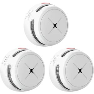 Smoke Detector 10-Year Battery with Test/Silence Button, AEGISLINK Fire Alarm with Photoelectric Sensor, Low Battery Warning, Complies with EN 14604, S500 (Independent), 3-Pack
