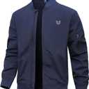 NORTHYARD Men's Bomber Jacket Lightweight Casual Windbreaker Zip Up Fashion Windproof Coat Spring Fall (Blue, XL)