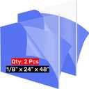 GetWant 2 Pack 24x48 Plexiglass Sheets, 1/8 inch Thick Clear 24x48 Acrylic Plexiglass Sheets, 24 x 48 Acrylic Board Plexiglass Panel for Display Case, Signs, Crafts, Skylight, Light Project