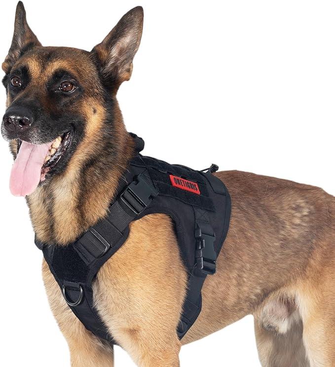 Tactical Dog Harness Vest with Handle, Military Dog Harness for Large Medium Dogs,No-Pull Service Dog Vest with Hook & Loop Panels,Adjustable Dog Vest Harness for Walking Hiking Training, M