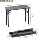 TEMI Small Computer Desk Folding Table - 35.8" Foldable Office Desk, No Assembly, Perfect for Small Spaces in Bedroom, or Apartment, Portable Mini Desk or Study Table Compact Design, Marble Greige