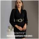 XZQTIVE Women Wide Elastic Waist Belt for Dresses Fashion Big Gold Buckle Stretchy Leather Waistband for Ladies (Fit Waist Size 24-28 inch, Black)