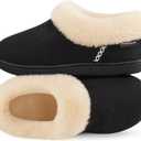 EverFoams Women's Bootie Slippers Faux Fur Ladies Bedroom House Shoes with Memory Foam and Indoor Outdoor Rubber Sole (9-10, Charcoal Black)