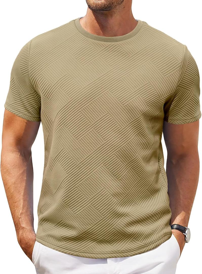 Angbater Men's Crewneck T-Shirt Fashion Short Sleeve Geometric Texture Tees Casual Summer Basic Tops