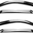 94109Y Chrome Side Window Visor Wind Vent Deflector,4pc Outside Mount Style Shade Sun Rain Guards Set fit 2009-2023 Dodge Ram 1500 (19-23 Classic Body), 2010-2024 Ram 2500/3500 Crew/Mega Cab