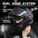 TRIANGLE Full Face Motorcycle Helmet Dual Visor Helmets for Adult Men and Women with Smoked Sunshield DOT Approved Medium