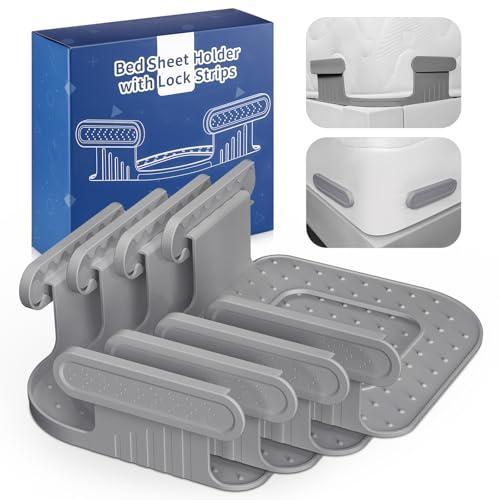 Bed Lock Sheet Holders Fit All Sheet Size, New Upgrade Sheet Straps Keep Sheets Firm & Tight, Bed Fitted Sheet Holder for Corners, Sheet Clips, Mattress Sheet Holder Strap, Sheet Secure Lock Fasteners