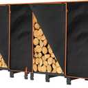GREENER 8FT Heavy Duty Firewood Rack Cover - 600D Waterproof Wood Racks Outdoor With PVC Coating - Weather Resistant for Tikimilor, ULIOK, NANANARDOSO (Black)