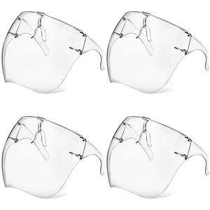 4 Pack Face Shield with Glasses, Face Mask Shield Anti-Fog Clear Ultra Clear Reusable Protective Plastic Face Shield Mask Droplet Splash Guard for Women Men Kids