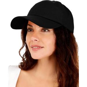 Womens Satin Lined Unstructured Baseball Cap Unisex Silk Lining Washed Cotton Adjustable Vintage Dad Hat (Black)