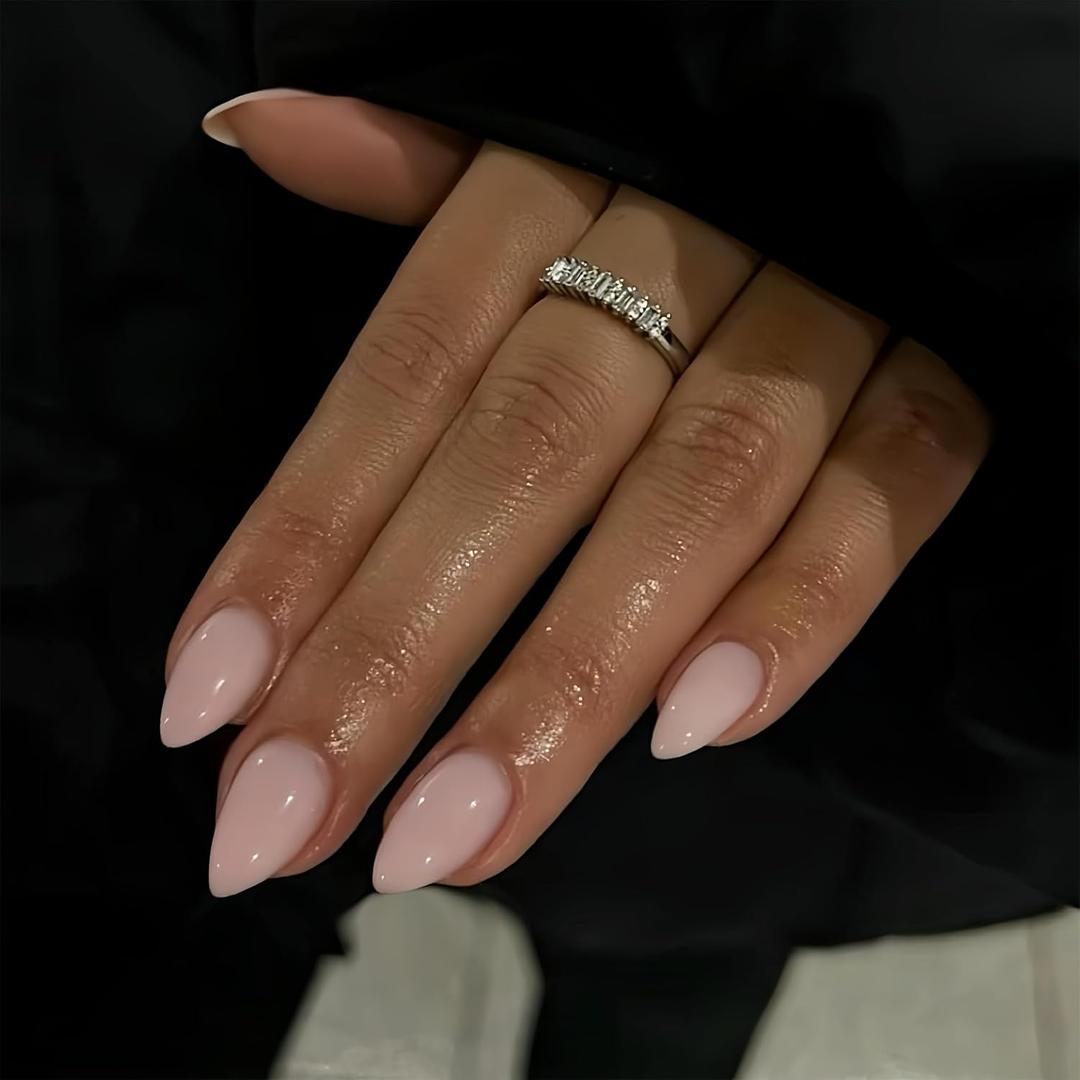 KQueenest Dusty Pink Press on Nails Short Almond - 30 Pcs Reusable Fake Nails Glue on, Thick Natural Fit Acrylic Nails, Salon Quality Stick on Nails for Women, No Damage Easy Apply False Nails