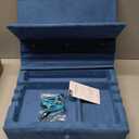 KDD Book Stand for Reading with Storage, Multi-Angle Adjustable Tablet Pillow Holder for Lap, Bed, Desk and Couch, Foldable iPad Holder with Organizer for Book,Tablet, E-Reader (4.7"-15") Blue