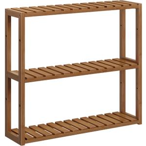SONGMICS Bamboo Bathroom Shelf, 3-Tier Adjustable Plants Rack, Wall-Mounted or Stand, in The Living Room, Balcony, Kitchen, 5.9 x 23.6 x 21.3 Inches, Coffee Brown UBCB013K01