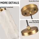 Natural Alabaster Pendant Lights Set of Two, H-11in Pendant Light Fixtures, Marble Square Shade Copper, Light Pendant for Bedroom Dining Room Living Room (E12 Bulbs INCL) Gold, 2 Pack