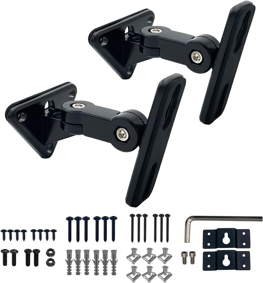 DX-151 Speaker Wall Mount,Wall Speaker Mount Brackets for Small Speakers Swivel & Tilt,Hold up to 15lbs(2 Packs Black)