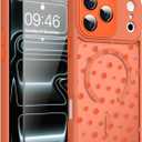 Magnetic for iPhone 17 Pro Max Case with Screen Protector [Compatible with MagSafe] Pretty Polka Dot Pattern Design, Shockproof Slim Cover for Women Girls, Orange
