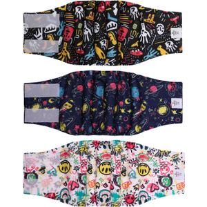 CuteBone Dog Diapers Male Washable Belly Band for Male Dogs Wraps Black 3pcs a Pack DM54L (L(17"-21"))