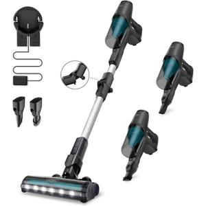 Cordless Vacuum Cleaners for Home, Cordless Stick Vacuum with Bendable Wand, Flexible Brush and Ultra Lightweight, Up to 45mins Detachable Battery, Quick Clean-Up for Hard Floors, Carpets, Grey