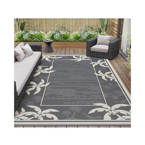 COCOER Outdoor-Rug 6x9 ft Waterproof Reversible Outdoor Plastic Straw Rug RV Indoor Outdoor Carpet Quick Dry Patio Rug Camping Mat for Balcony Backyard Picnic Beach-Grey&Beige
