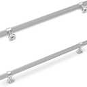 10 Pack 15 Inch Cabinet Pulls knurled Brushed Satin Nickel Kitchen Cabinet Handles Aluminum and Zinc Alloy Drawer Pulls Solid Cabinet Hardware, 15'' Hole Center(381mm), Brushed Satin Nickel, 10