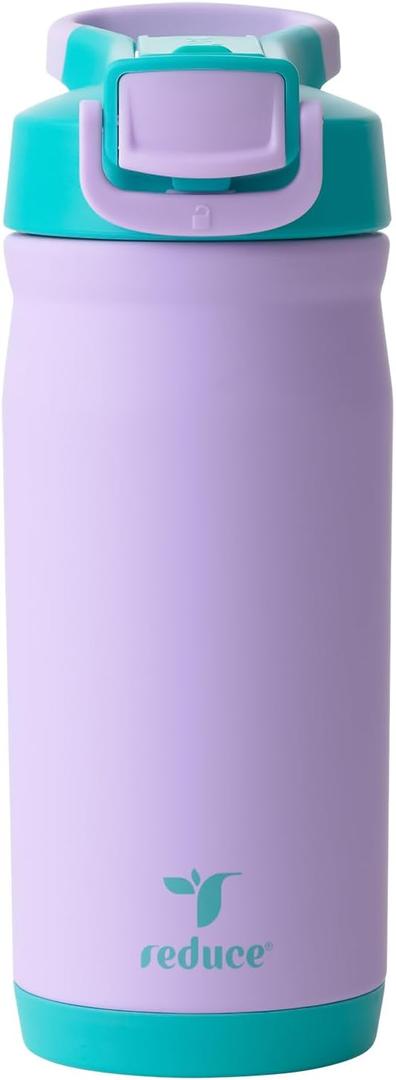Reduce Hydrate Pro Kids 14oz Stainless Steel Insulated Water Bottle w/Straw  Spill Proof Tumbler for Kids  30 Hour Cold Retention  Dishwasher Safe Leak-Proof Design - Mermaid Purple