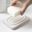 Coengwui Diatomite Soap Dish for Kitchen Organizer, Quick Dry Sink Caddy Holder for Sponge, Brush, Toothbrush - Fast Absorbing Stone Tray (Beige, 4.8" x 3.1")