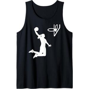 Basketball girl woman Tank Top (Small, Black)