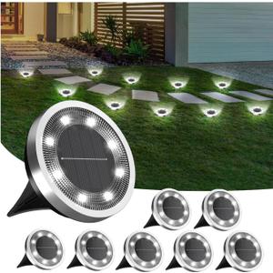 INCX Solar Ground Lights, 8 Pack Solars Light Outdoor Waterproof, Solar Garden Lights Landscape Lighting for Patio Pathway Lawn Yard Deck Driveway Walkway, Cold White
