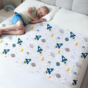 Hygge Sheets Potty Training Pee Pads for Kids, Toddlers - 100% Waterproof, Non Slip Bed Wetting Pad for Full Size Beds - Washable, Reusable Mattress & Sheet Protector - Space