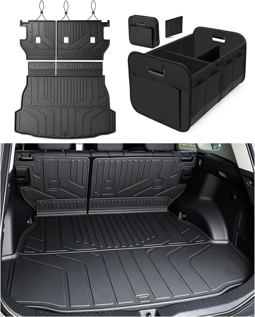Cargo Trunk Mat with Backrest Mats for Toyota RAV4 2026 Hybrid,All Weather Protection TPE Heavy Duty Cargo Liner RAV4 Accessories,Black