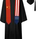 72 Inch China Flag and USA Flag Graduation Sash Unisex Adults Graduation Stole Scarf International Class of 2025 (Not Include Baccalaureate Gown and Hat)