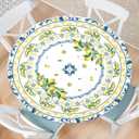 Lemon Round Fitted Tablecloth with Elastic Edge Summer Outdoor Tablecloth Waterproof Table Cover for Picnic Dinner Party Decor Fits 44-48" Diameter Round Tables