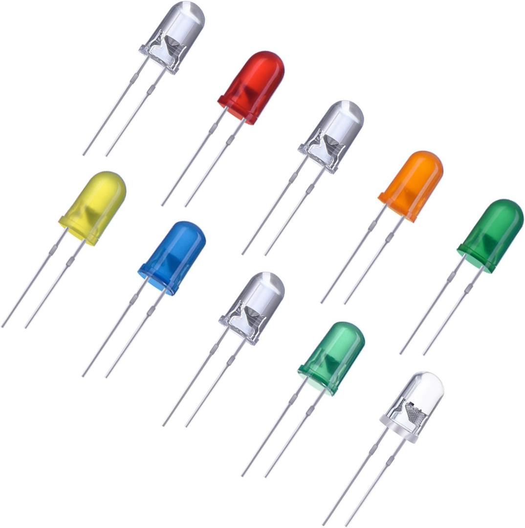 EBOOT 100 Pieces Clear LED Light Emitting Diodes Bulb LED Lamp, 5 mm(Multicolor)