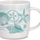 Cape Shore Atlantic Coffee Tea Mug Cup, Shells Gifts for Birthday Christmas, 14 Oz