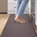 DEXI Anti Fatigue Kitchen Mat, 3/ 4 Inch Thick, Stain Resistant, Padded Cushioned Memory Foam Floor Comfort Mat for Home, Garage and Office Standing Desk, 48”x20”, Brown