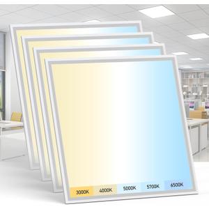 AIKVSXER 4 Pack 2x2 LED Flat Panel Light - Selectable 5 CCT 3000K-6500K & 5 Wattage 30-50W 5500Lm 0-10V Dimmable 2x2 led Drop Ceiling Lights 120-277V for Commercial and Home