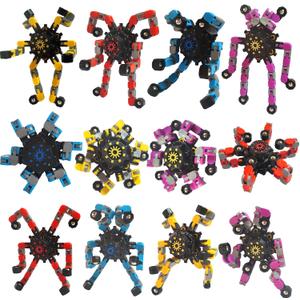 18 Pack Funny Sensory Fidget Toys,Deformable Chain DIY Robot Spinners Fingertip Stress Relief Gyro Toy Birthday Gifts Goodie Bag Easter Basket Stuffers Classroom Prizes Party Favors for Kids Adults