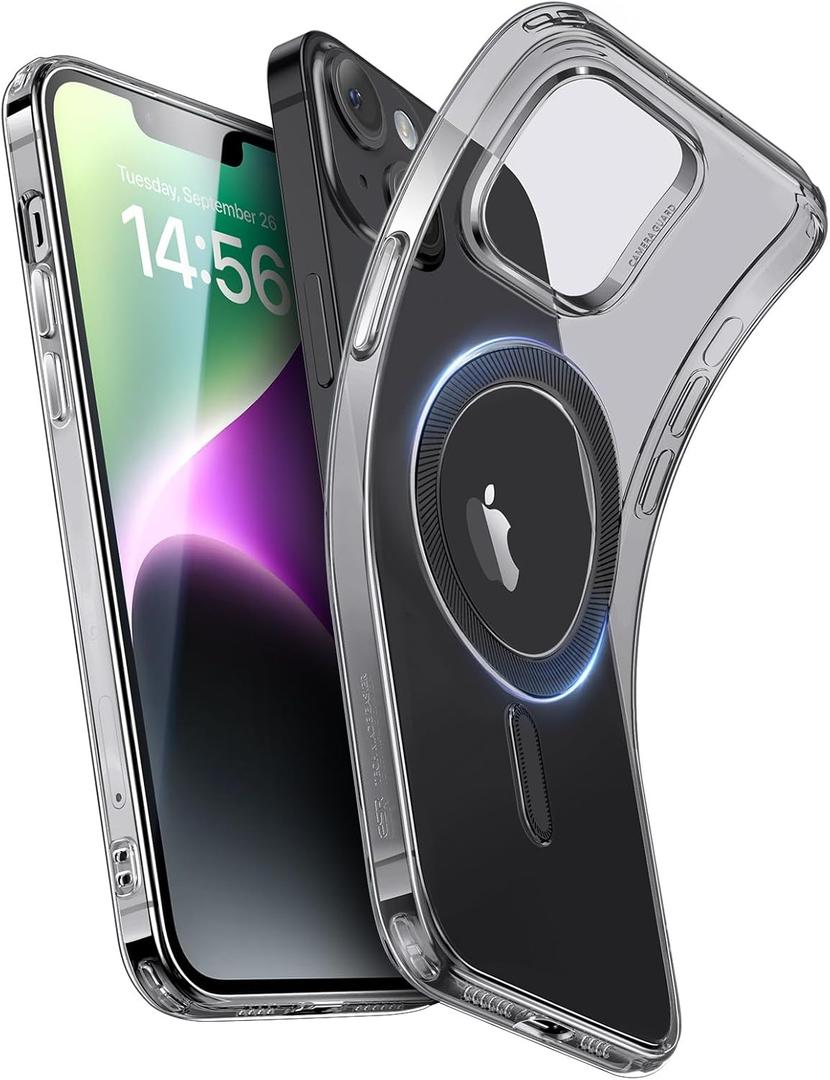 ESR for iPhone 14 Case iPhone 13 Case(Clear Black) Compatible with MagSafe, Military-Grade Protection, Resists Yellowing and Scratches, Magnetic Phone Case for iPhone 14 iPhone 13, Zero Series