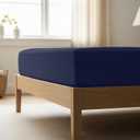 Mellanni Full Fitted Sheet - Iconic Collection Bedding Sheets with up to 16 inch Deep Pocket - Soft & Cooling - Fade & Stain Resistant - 1 PC (Full, Navy Blue)