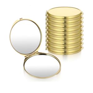 10 Pcs Compact Mirror for Purse, Metal Round Shell Travel Makeup Mirrors Portable Folding Double-Sided 1X 2X Magnification Pocket Mirror for Women