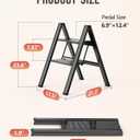 WOA WOA 2 Step Ladder, Foldable Step Stool, Aluminum Lightweight Ladder for Home Kitchen Closet, Anti-Slip Pedals, Ease of Folding, Portable, 300lbs Capacity - Black