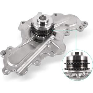 AULINK AW6348 Water Pump (W/Double-Row Sprocket;Engine 3.5L 3.7L) For 2011-2019 Ford Edge Fusion Flex Explorer Taurus,2011-2019 Lincoln MKS MKZ MKT MKX,MAZDA 6 CX9